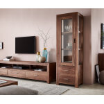 Buffet indra acacia marron vitr avec 2 tiroirs 1 porte