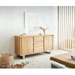 Buffet live - edge 150 cm chne naturel 3 tiroirs 2 portes