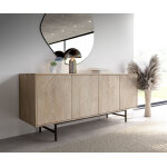 Buffet wiara 180 cm mangue white wash m�tal noir 4 portes