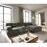Canap - d'angle basit 330x165 cm chenille anthracite recamire  droite
