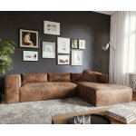 Canap - d'angle brom 260 x 175 cm imitation cuir marron recamire  droite