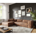Canap - d'angle brom 260 x 175 cm imitation cuir marron recamire  gauche