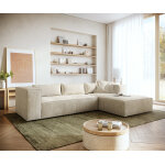 Canapé - d'angle brom 260 x 175 cm velours côtelé beige recamière à droite Canapé - d'angle brom 260 x 175 cm velours côtelé beige recamière à droite