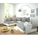 Canap d'angle clovis blanc gris clair canap modulaire tabouret ottoman gauche