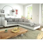 Canap - d'angle clovis blanc gris clair tabouret modulaire accoudoir pouf droit