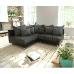 Canapé d'angle clovis noir ottoman gauche modulable et extensible Canapé d'angle clovis noir ottoman gauche modulable et extensible