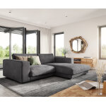 Canap� - d'angle cubico 250 x190 velours c�tel� anthracite recami�re � droite