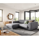 Canapé - d'angle cubico 250x190 cm velours côtelé gris argenté recamière à gauche Canapé - d'angle cubico 250x190 cm velours côtelé gris argenté recamière à gauche