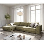 Canap - d'angle cubico 350x190 cm tissu structur olive recamire  gauche