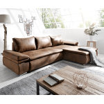 Canap - d'angle gitano 300x175 marron look antique avec fonction de couchage