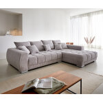 Canap - d'angle josea 300x220 cm velours ctel gris argent mridinne droite