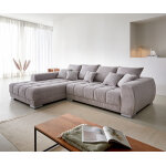 Canap - d'angle josea 300x220 cm velours ctel gris argent mridinne gauche