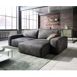 Canap� d'angle lanzo l 260x160 cm imitation cuir vintage anthracite r�cami�re variable