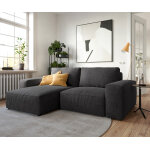 Canap� d'angle lanzo l 260x160 cm microfibre noir recami�re variable