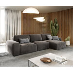 Canap d'angle lanzo l 360x160 cm microfibre marron kaki recamire variable
