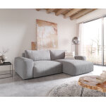 Canap� d'angle lanzo xl 270x180 cm microfibre gris recami�re variable