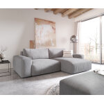 Canap� d'angle lanzo xl 270x180 cm microfibre gris recami�re variable avec tabouret