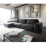 Canap d'angle lanzo xl 380x180 cm imitation cuir vintage anthracite recamire variable