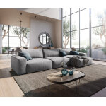 Canap d'angle lanzo xl 380x180 cm microfibre gris recamire variable