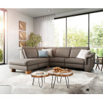 Canap� - d'angle laurico 300 x 230 cm taupe pouf gauche fonction relax �lectrique