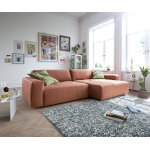 Canap - d'angle lazaro 300x160 cm tissu plat orange ottomane  droite avec rglage de la profondeur ...