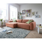 Canap - d'angle lazaro 300x160 cm tissu plat orange ottomane  gauche avec rglage de la profondeur ...