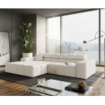 Canapé d'angle phia 280x180 cm velours côtelé beige recamière à gauche Canapé d'angle phia 280x180 cm velours côtelé beige recamière à gauche