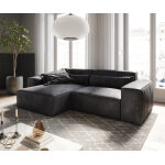 Canap d'angle sirpio l 260x160 cm cuir synthtique vintage anthracite recamiere variable
