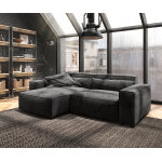 Canap d'angle sirpio l 260x160 cm microfibre noir recamiere variable