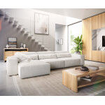 Canap� d'angle sirpio l 350x160 cm bouclee cr�me - blanc recamiere variable