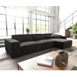 Canap� d'angle sirpio l 350x160 cm microfibre noir recamiere variable