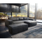 Canap d'angle sirpio xl 270x170 cm cuir synthtique vintage anthracite recamiere variable avec tabouret ...
