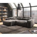 Canap d'angle sirpio xl 270x170 cm microfibre marron kaki recamiere variable avec tabouret