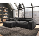 Canap d'angle sirpio xl 270x170 cm microfibre noir recamiere variable