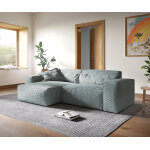 Canap d'angle sirpio xl 270x170 cm velours ctel bleu pastel recamiere variable