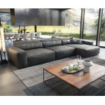 Canap d'angle sirpio xl 370x170 cm cuir synthtique vintage anthracite