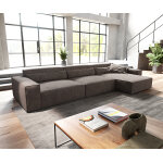 Canap d'angle sirpio xl 370x170 cm microfibre marron kaki recamiere variable