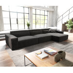 Canap d'angle sirpio xl 370x170 cm microfibre noir recamiere variable