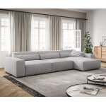 Canapé d'angle sirpio xl 370x170 cm velours côtelé gris argenté recamiere variable Canapé d'angle sirpio xl 370x170 cm velours côtelé gris argenté recamiere variable