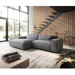 Canapé - d'angle tenso 280 x 165 tissu structuré gris recamière gauche Canapé - d'angle tenso 280 x 165 tissu structuré gris recamière gauche