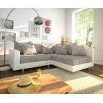 Canap clovis blanc gris clair modulaire accoudoir ottoman droit