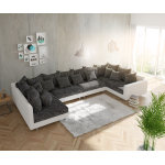Canap clovis xl blanc noir avec accoudoir modulaire