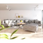 Canap� clovis xl gris clair tissu structur� tabouret canap� modulaire