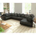 Canapé - panoramique clovis xl noir avec accoudoir modulable Canapé - panoramique clovis xl noir avec accoudoir modulable