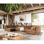 Canap - panoramique elio xl 400x185 cm simili cuir vintage marron antique