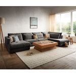 Canap panoramique isla 430x225 cm chenille anthracite mridinne  droite