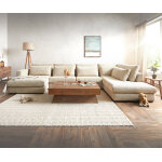 Canap� panoramique isla 430x226 cm chenille beige chaise longue � droite