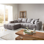Canap - panoramique josea 300x220 cm microfibre gris pierre recamire  gauche