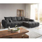 Canap - panoramique josea 300x220 cm microfibre noir recamire  droite