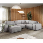 Canap panoramique lanzo l 330x230 cm cord gris argent recamire variable